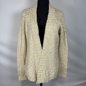 CYRUS Chunky Knit Open Sweater Cardigan Medium Cotton Blend Cream/beige